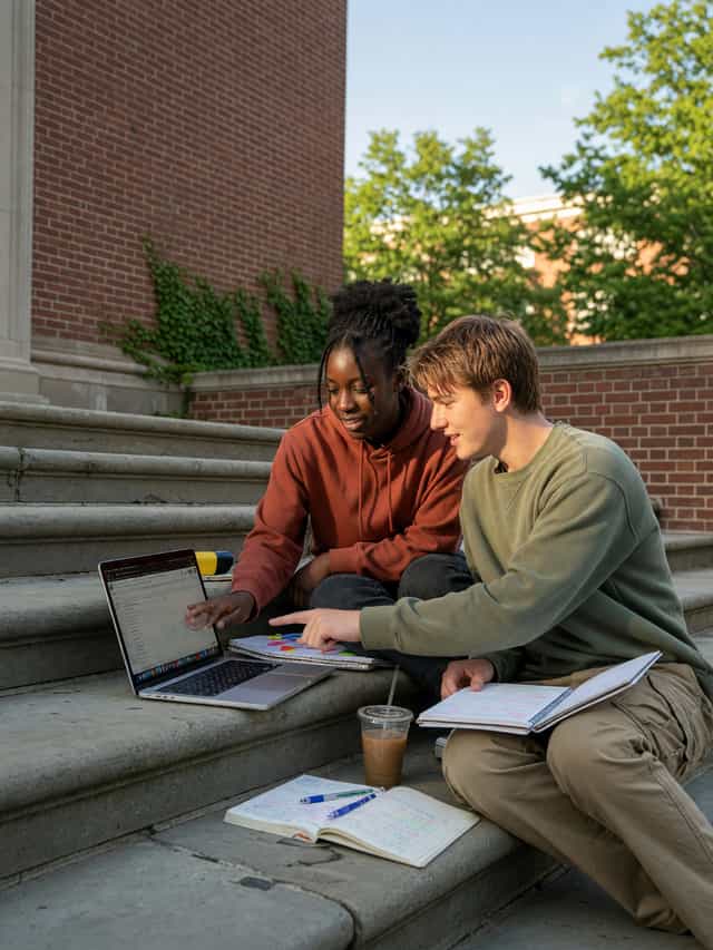 Students comparing scores